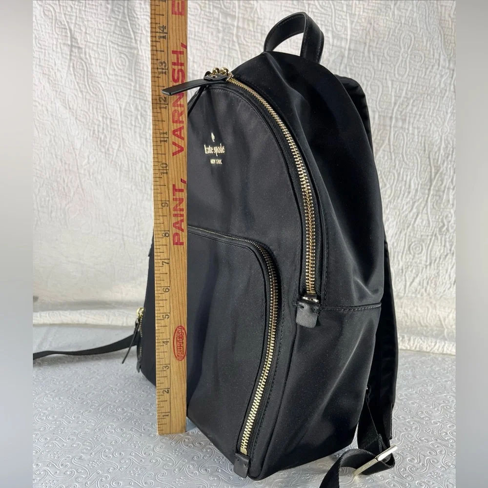 Kate Spade Watson Lane Hartley Black Nylon Small Medium Backpack Bag Golden Zip